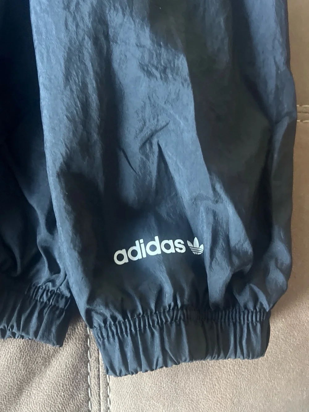 adidas Black Windbreaker Jacket with Small Multicolor Trefoil Accents